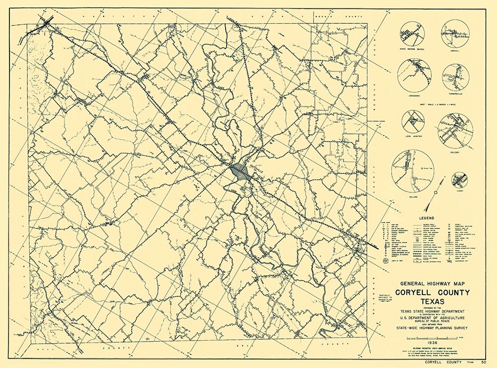 Coryell Texas Highway - Highway Dept 1936 art print by Highway Dept for $57.95 CAD