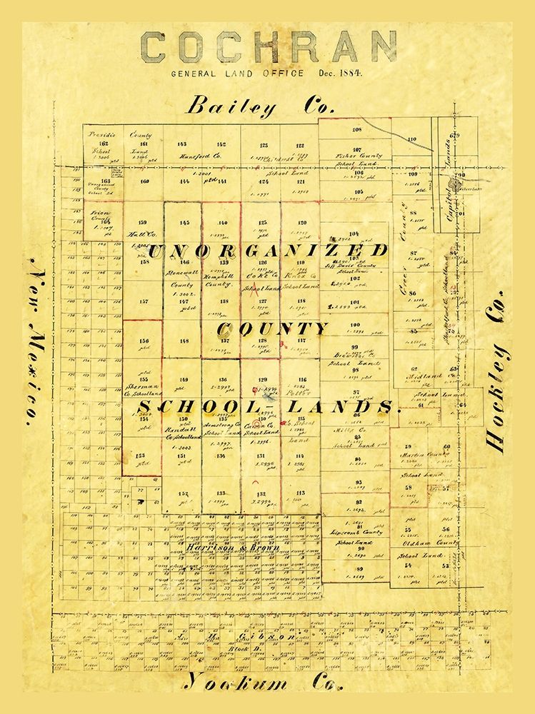 Cochran County Texas - 1884 art print by Unknown for $57.95 CAD