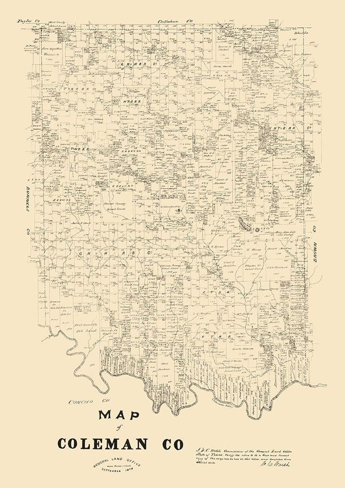 Coleman County Texas - Walsh 1879 art print by Walsh for $57.95 CAD