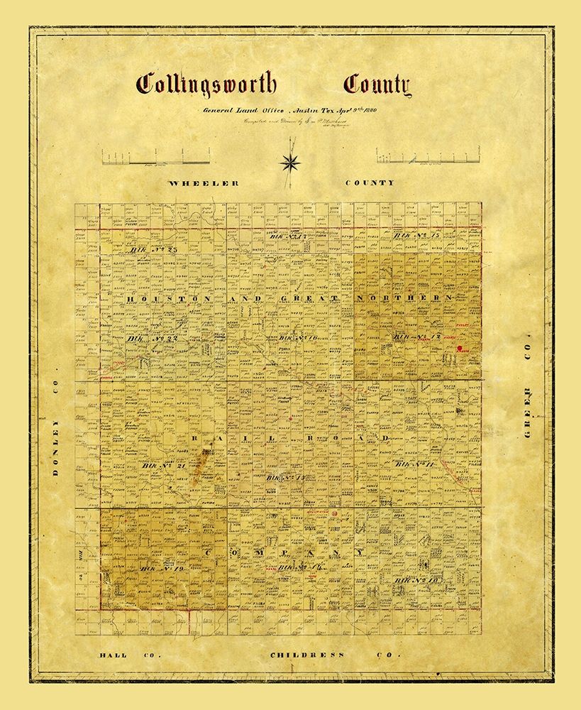 Collingsworth County Texas - 1880 art print by Unknown for $57.95 CAD