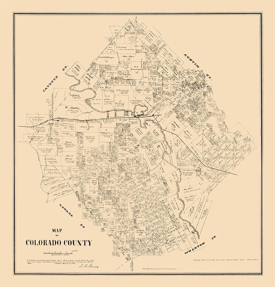 Colorado County Texas - Walsh 1880 art print by Walsh for $57.95 CAD