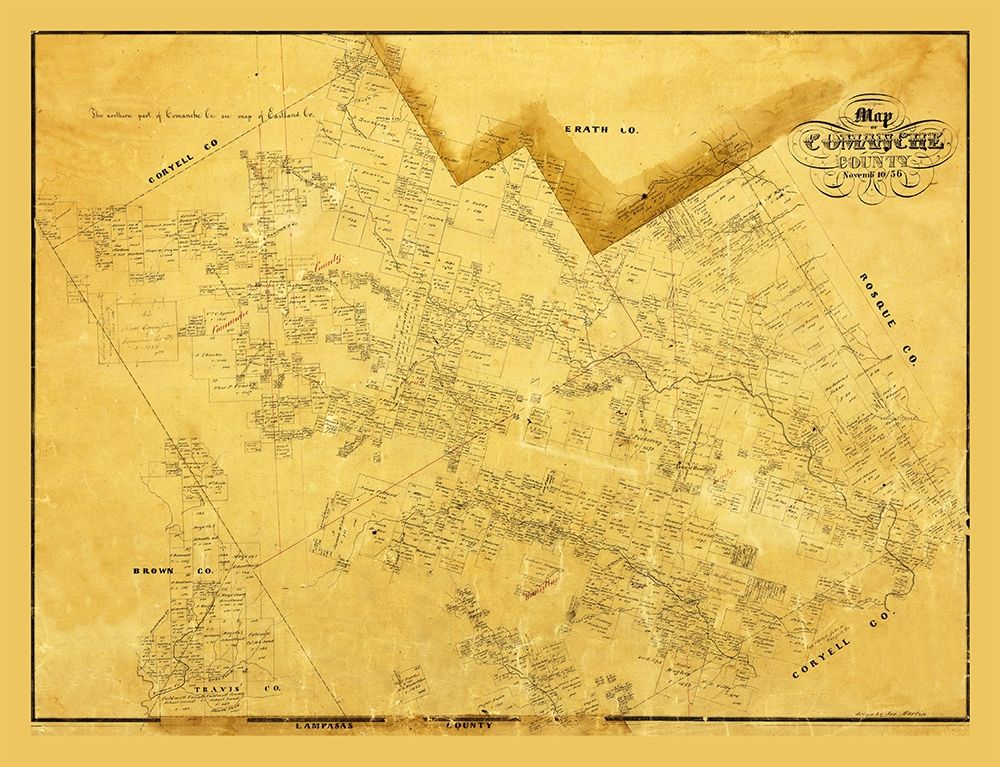 Comanche County Texas - 1856 art print by Unknown for $57.95 CAD