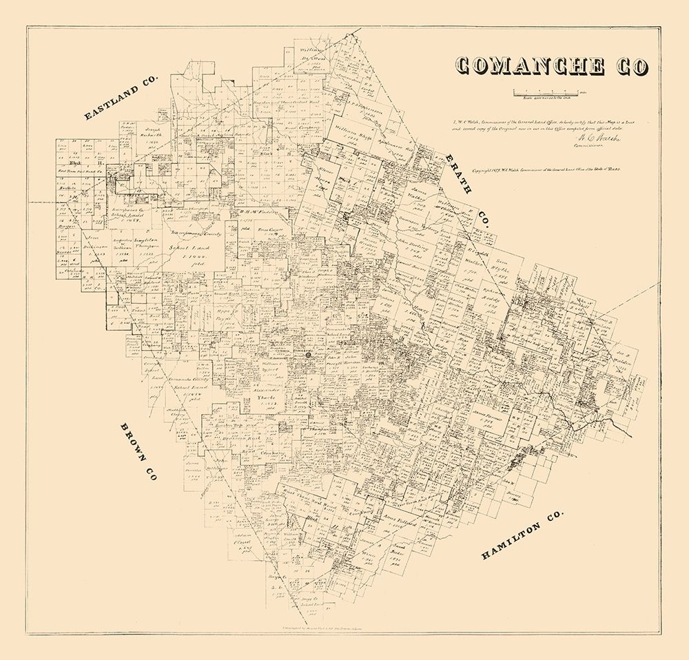Comanche County Texas - Walsh 1879 art print by Walsh for $57.95 CAD