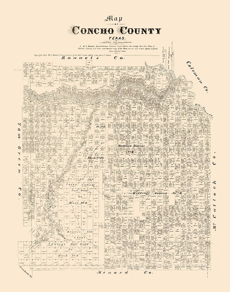 Concho County Texas - Walsh 1879 art print by Walsh for $57.95 CAD