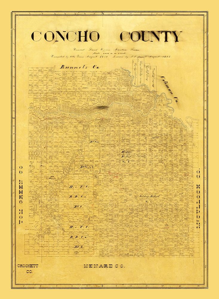 Concho County Texas - Groos 1895 art print by Groos for $57.95 CAD