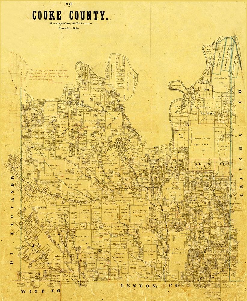 Cooke County Texas - 1868 art print by Unknown for $57.95 CAD