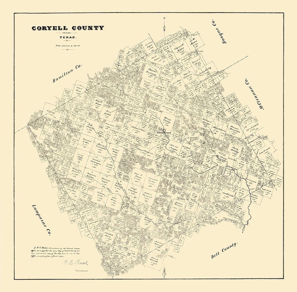 Coryell County Texas - Walsh 1879 art print by Walsh for $57.95 CAD