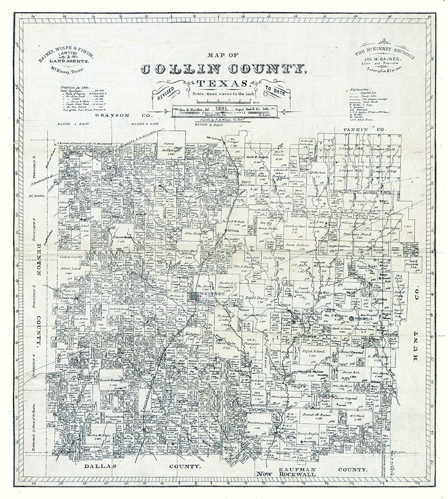 Collin County Texas - Gast 1881 art print by Gast for $57.95 CAD