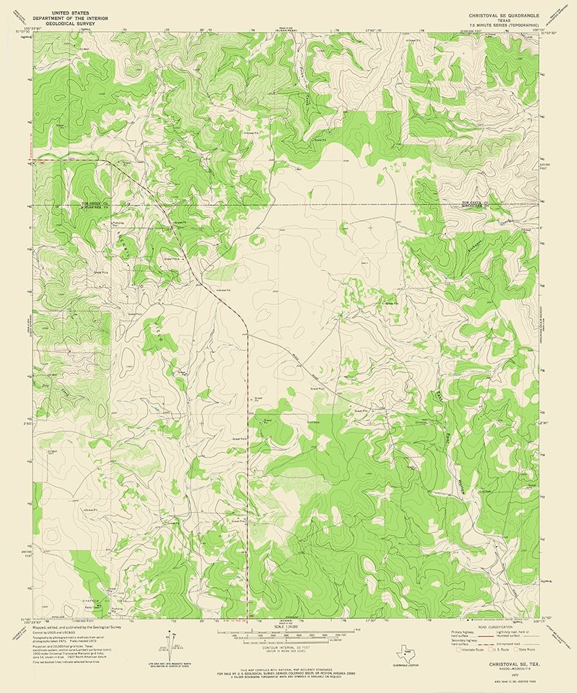 Christoval SE Texas Quad - USGS 1972 art print by USGS for $57.95 CAD