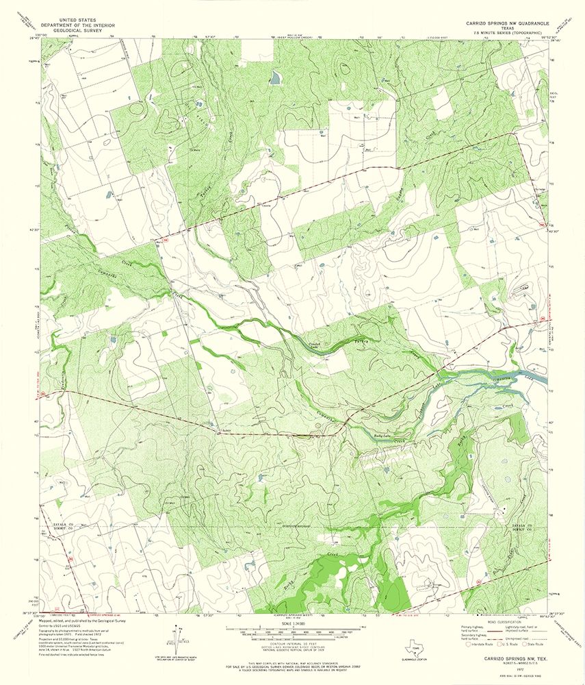 Carrizo Springs NW Texas Quad - USGS 1972 art print by USGS for $57.95 CAD