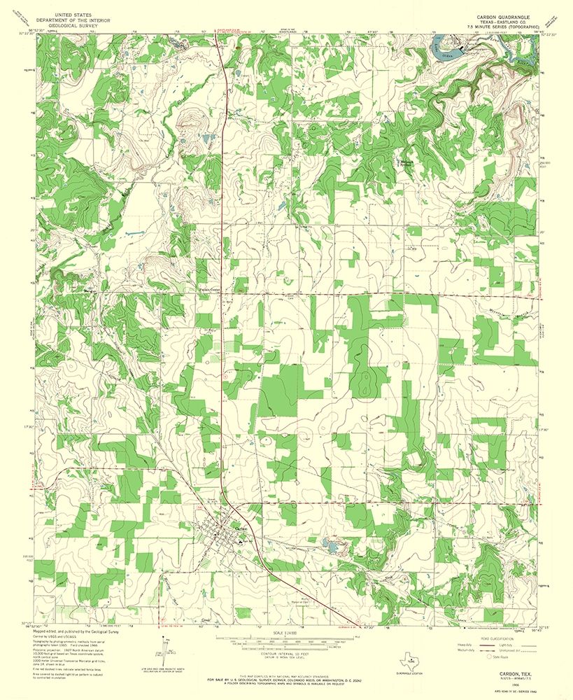Carbon Texas Quad - USGS 1966 art print by USGS for $57.95 CAD