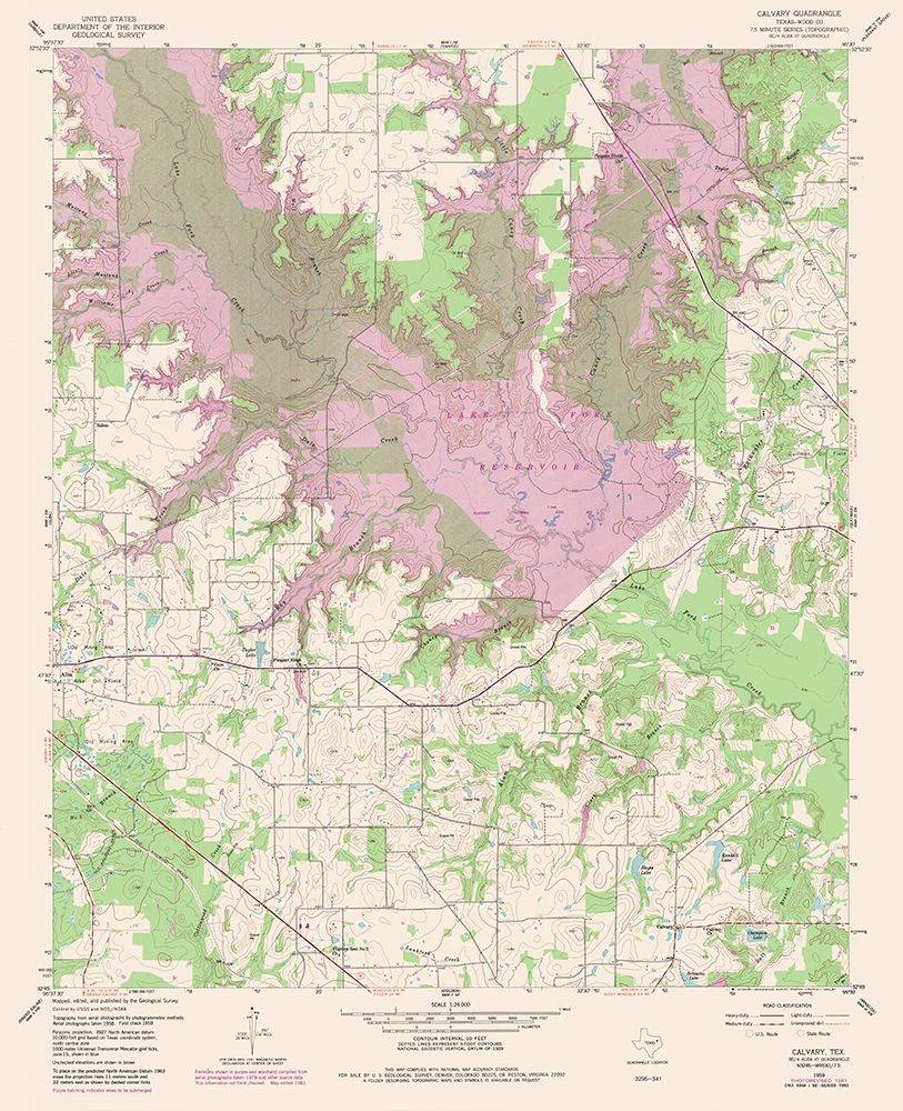 Calvary Texas Quad - USGS 1959 art print by USGS for $57.95 CAD