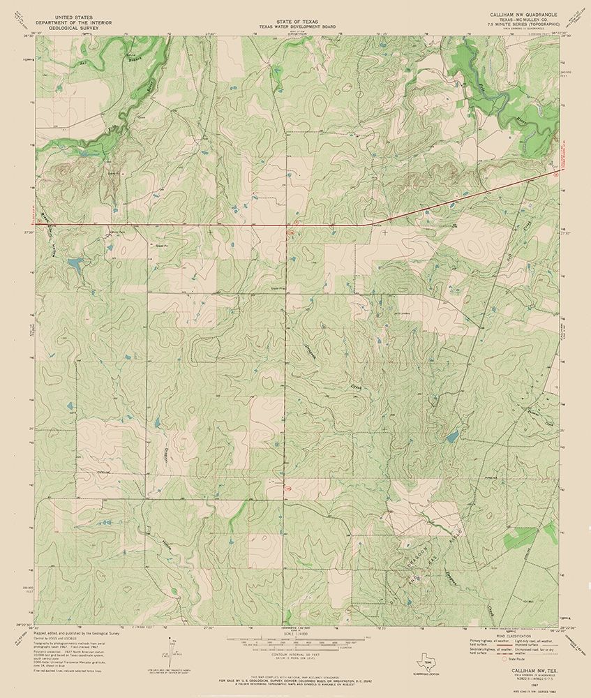 Calliham Texas Quad - USGS 1967 art print by USGS for $57.95 CAD
