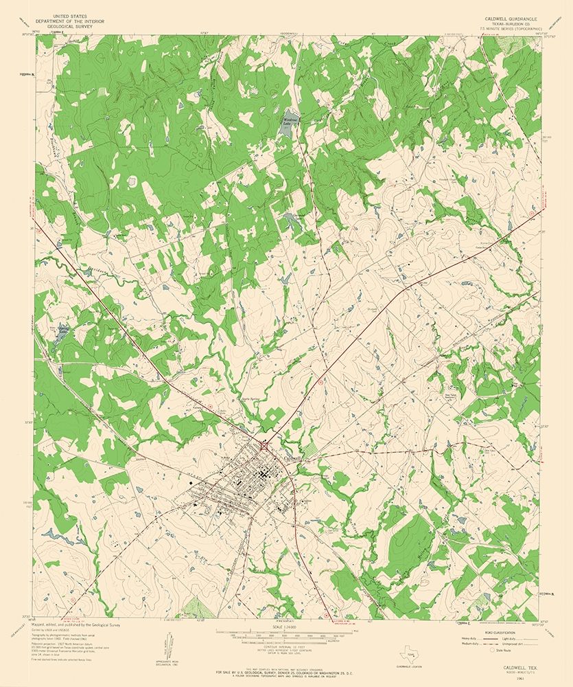 Caldwell Texas Quad - USGS 1961 art print by USGS for $57.95 CAD