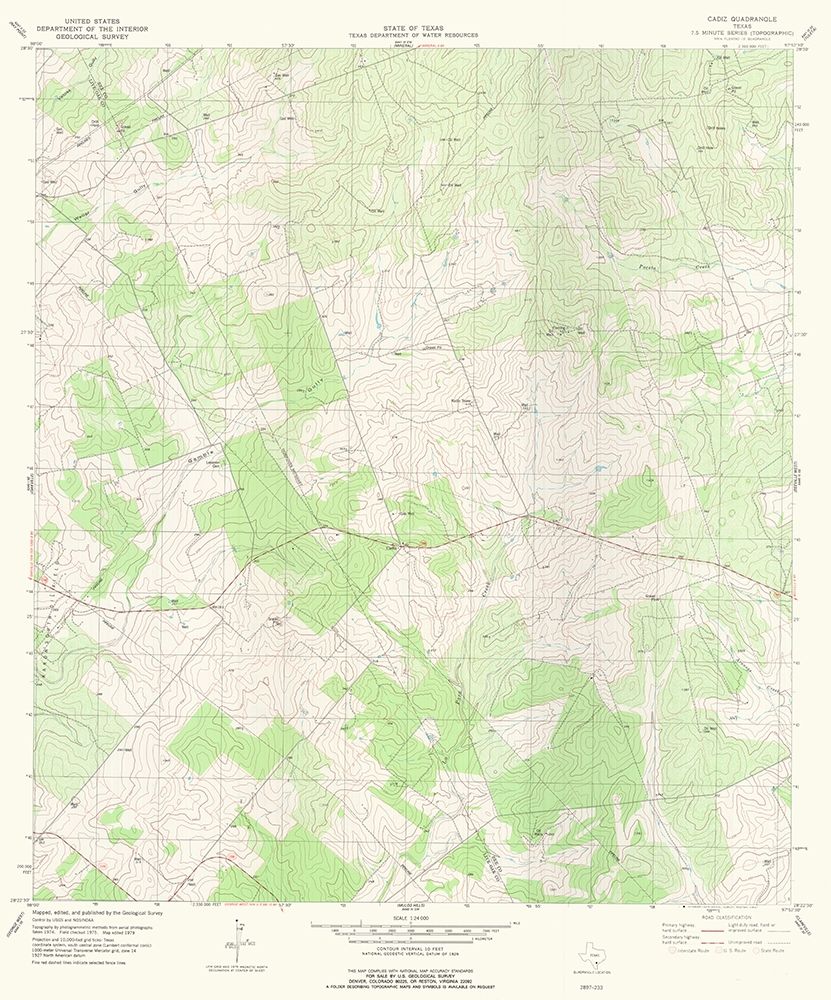 Cadiz Texas Quad - USGS 1979 art print by USGS for $57.95 CAD