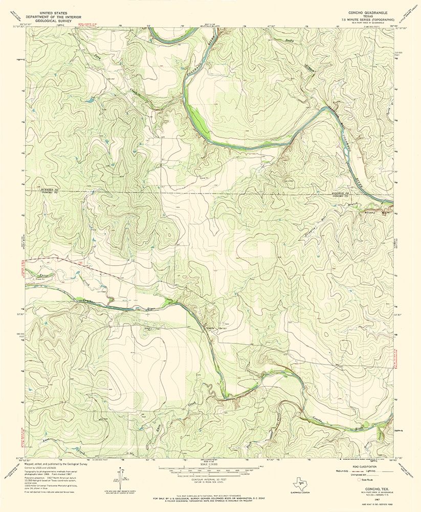 Concho Texas Quad - USGS 1967 art print by USGS for $57.95 CAD
