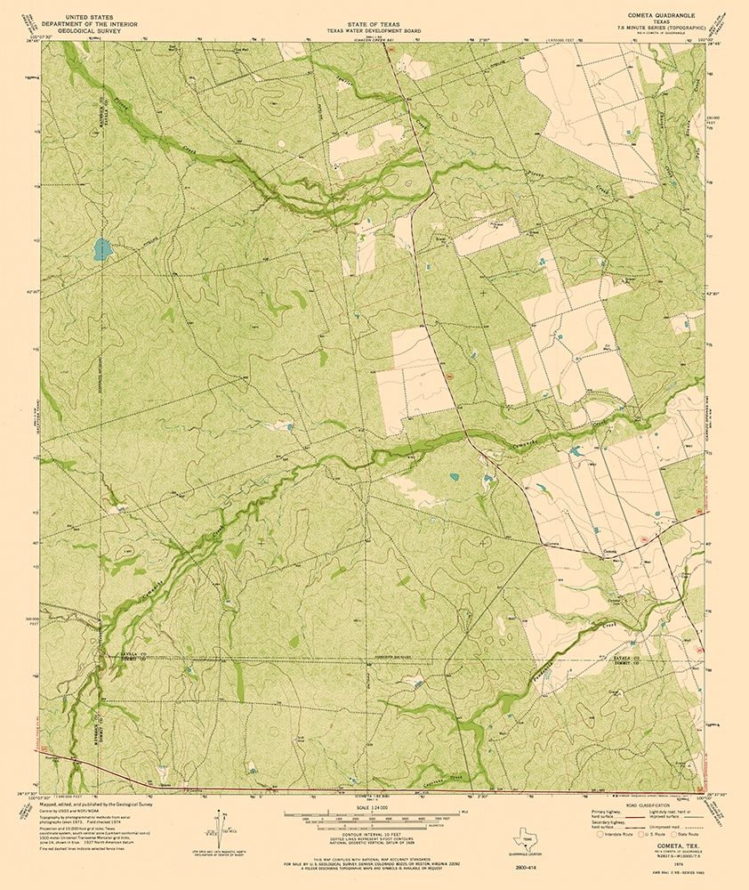 Cometa Texas Quad - USGS 1974 art print by USGS for $57.95 CAD