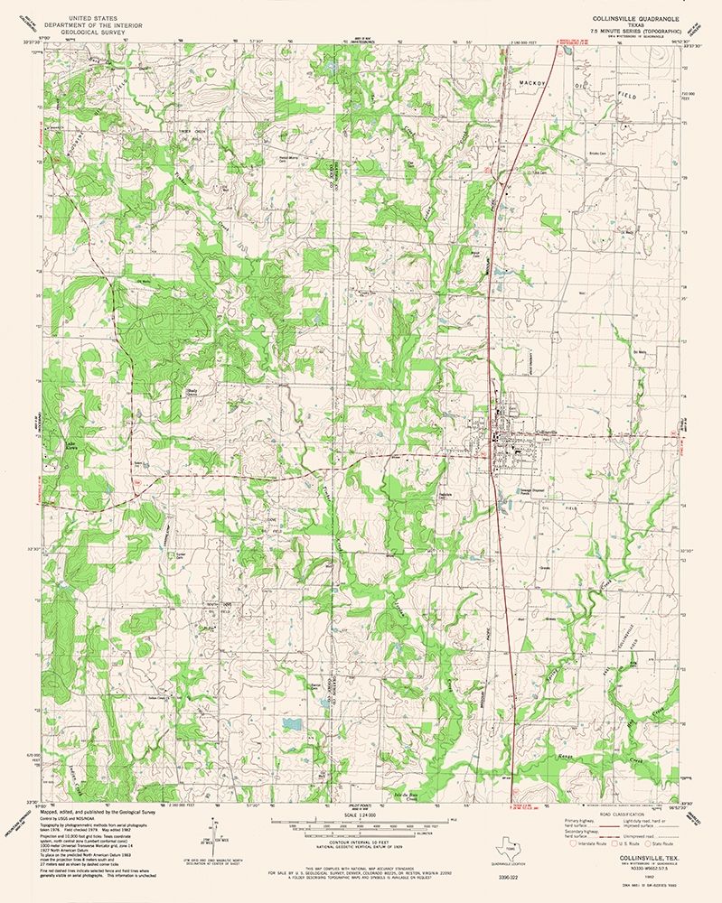Collinsville Texas Quad - USGS 1982 art print by USGS for $57.95 CAD