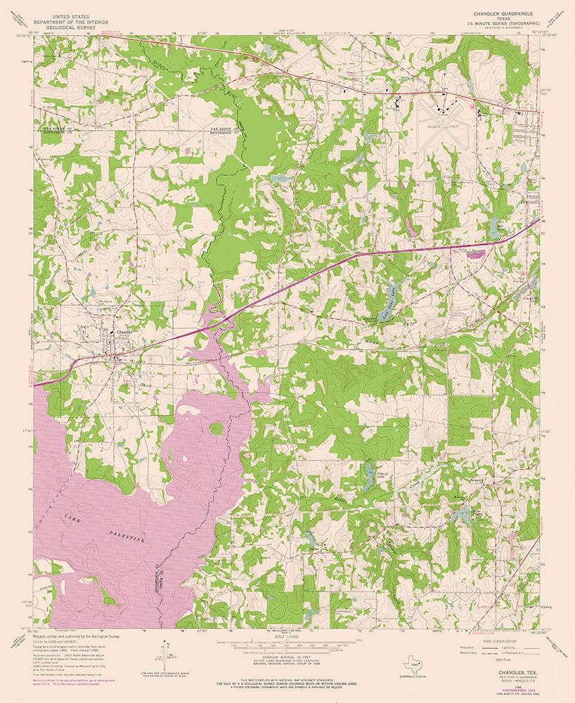 Chandler Texas Quad - USGS 1966 art print by USGS for $57.95 CAD