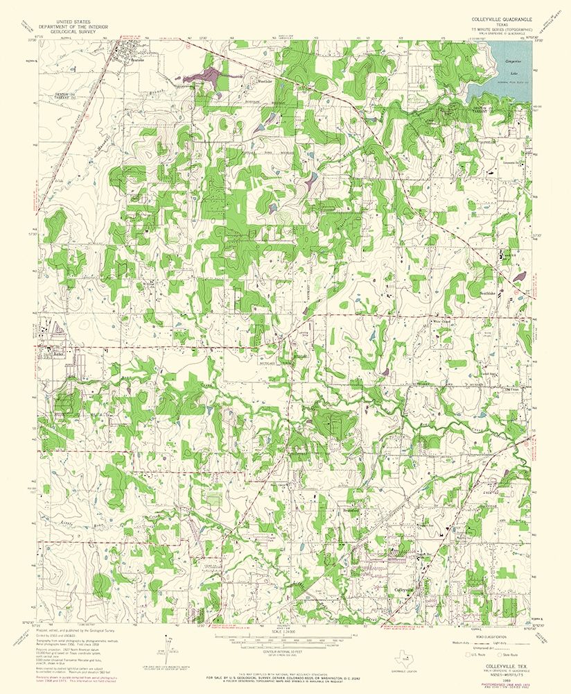 Colleyville Texas Quad - USGS 1959 art print by USGS for $57.95 CAD
