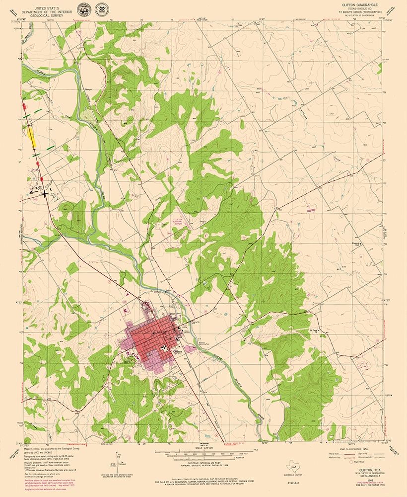 Clifton Texas Quad - USGS 1955 art print by USGS for $57.95 CAD