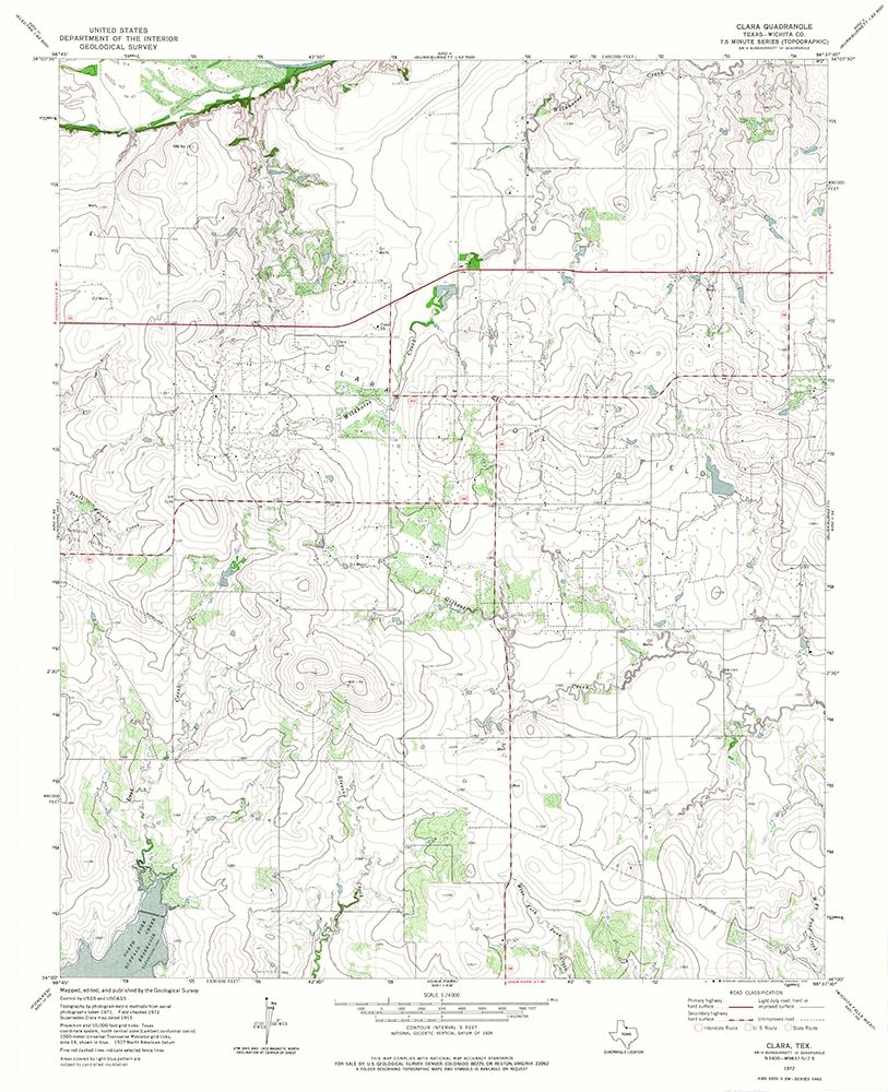 Clara Texas Quad - USGS 1972 art print by USGS for $57.95 CAD