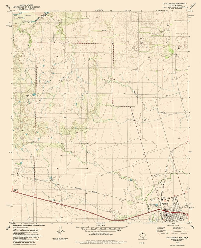 Chillicothe Texas Quad - USGS 1984 art print by USGS for $57.95 CAD