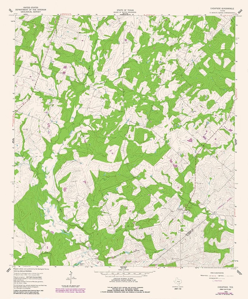 Cheapside Texas Quad - USGS 1987 art print by USGS for $57.95 CAD