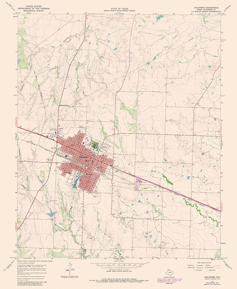 Childress Texas Quad - USGS 1981 art print by USGS for $57.95 CAD