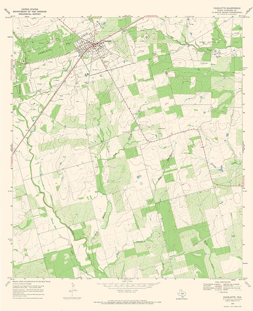 Charlotte Texas Quad - USGS 1968 art print by USGS for $57.95 CAD