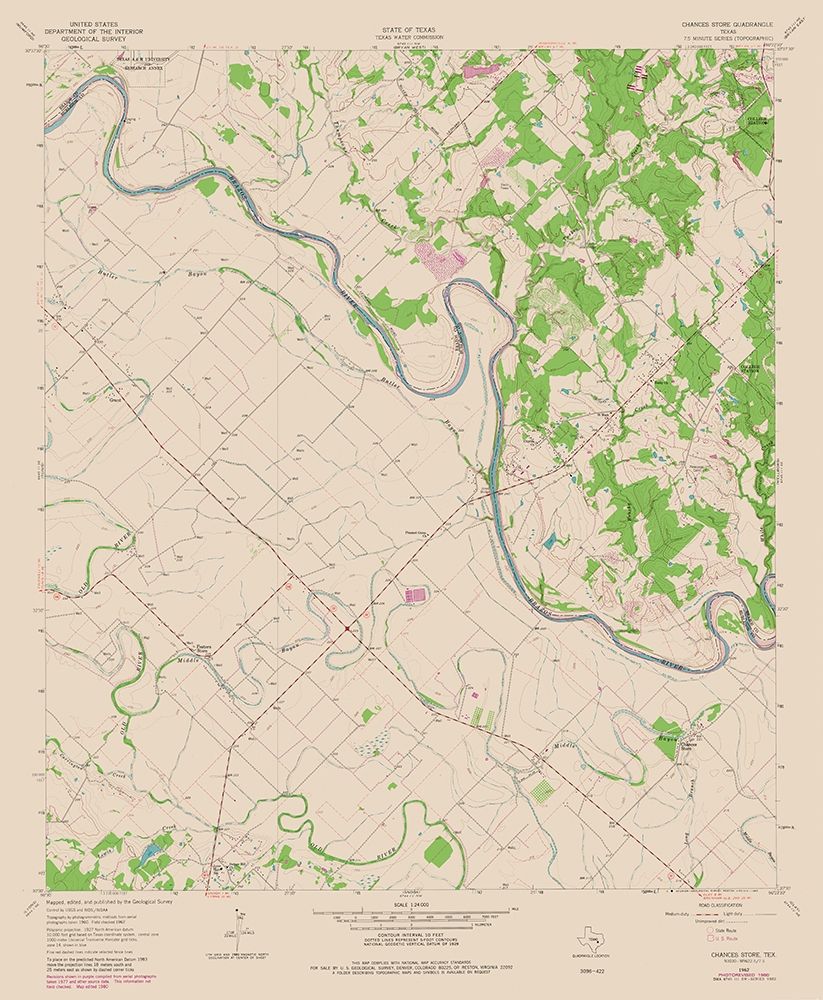 Chances Store Texas Quad - USGS 1980 art print by USGS for $57.95 CAD