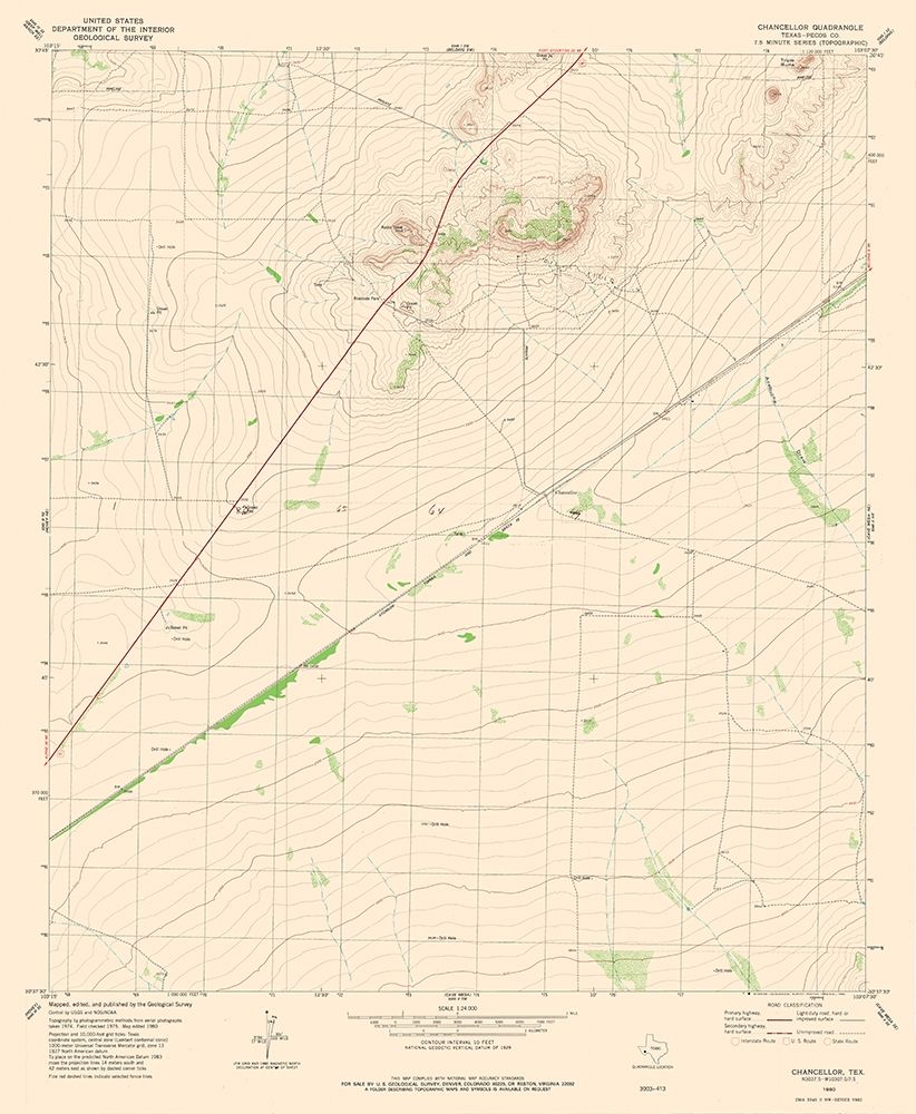 Chancellor Texas Quad - USGS 1980 art print by USGS for $57.95 CAD