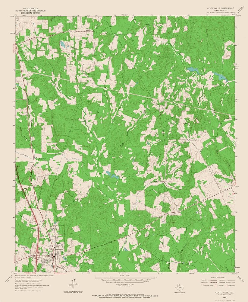 Centerville Texas Quad - USGS 1964 art print by USGS for $57.95 CAD