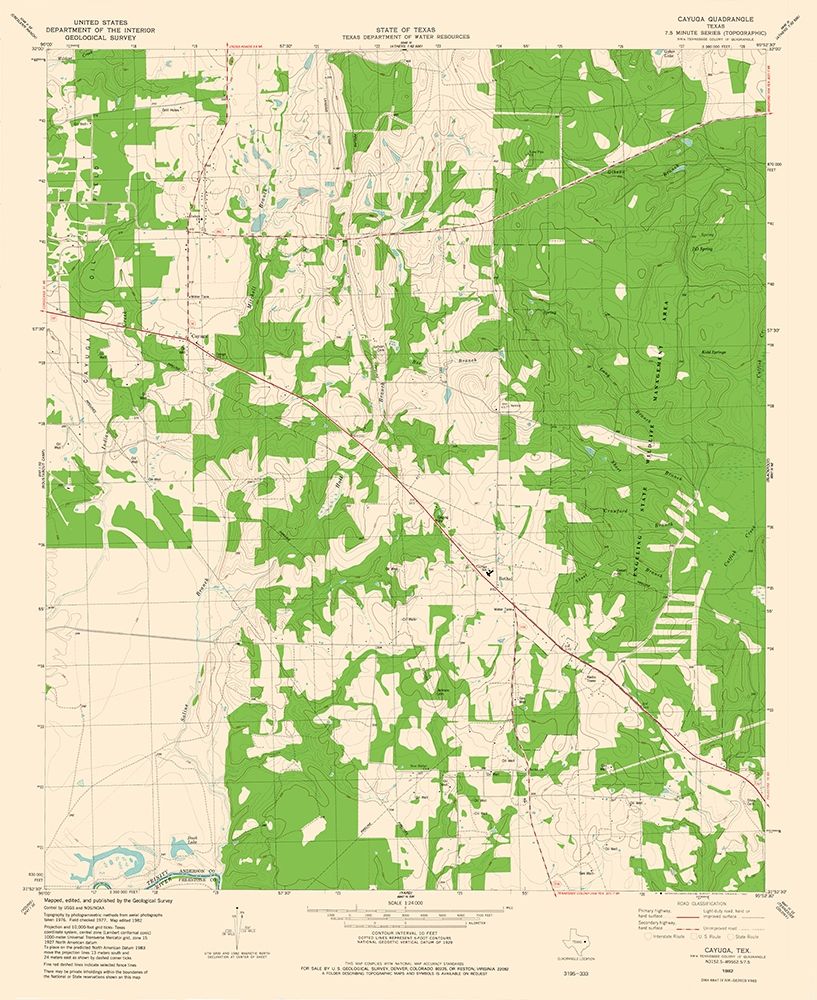 Cayuga Texas Quad - USGS 1982 art print by USGS for $57.95 CAD