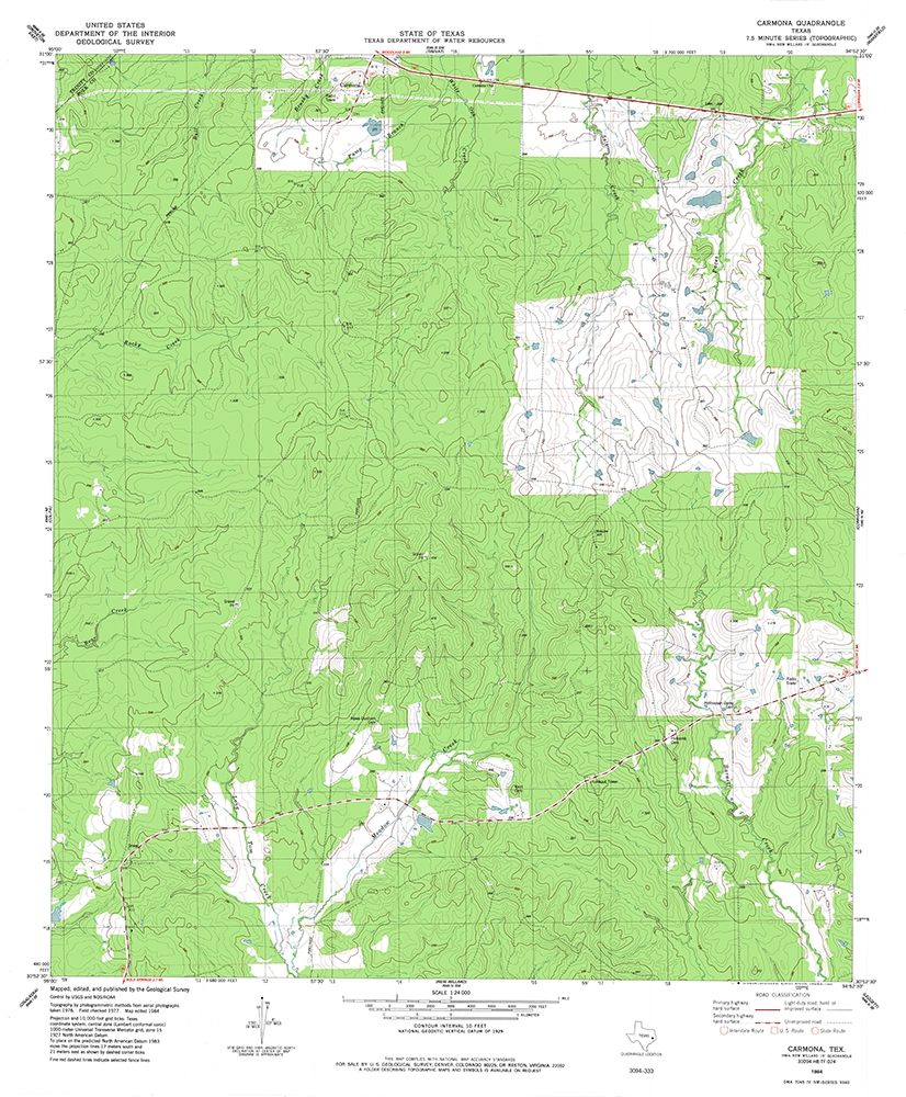 Carmona Texas Quad - USGS 1984 art print by USGS for $57.95 CAD