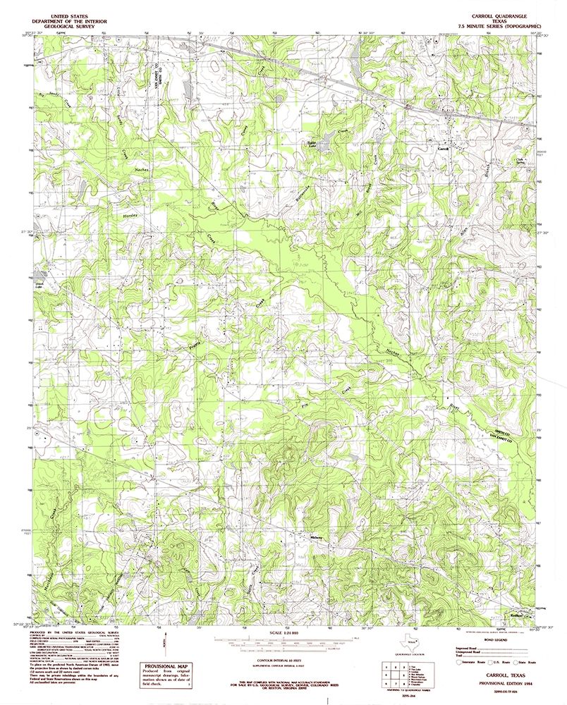 Carroll Texas Quad - USGS 1984 art print by USGS for $57.95 CAD