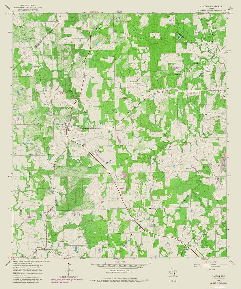 Cistern Texas Quad - USGS 1981 art print by USGS for $57.95 CAD