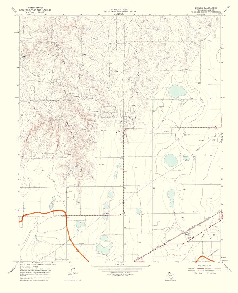 Cuyler Texas Quad - USGS 1967 art print by USGS for $57.95 CAD