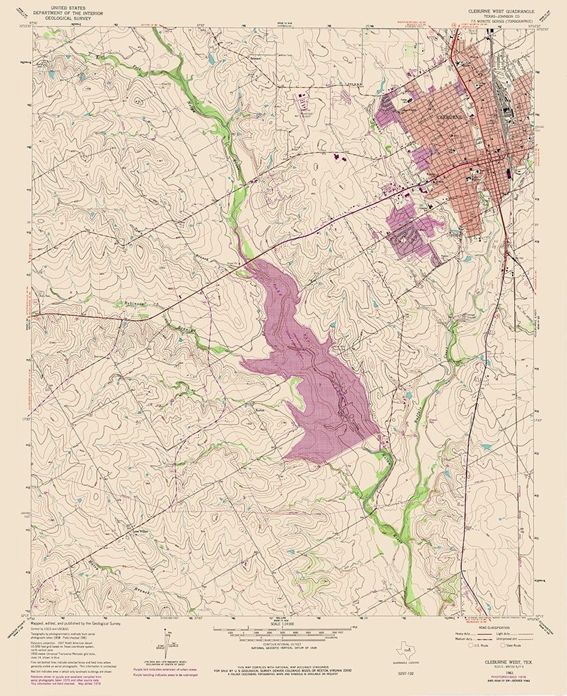 Cleburne West Texas Quad - USGS 1978 art print by USGS for $57.95 CAD