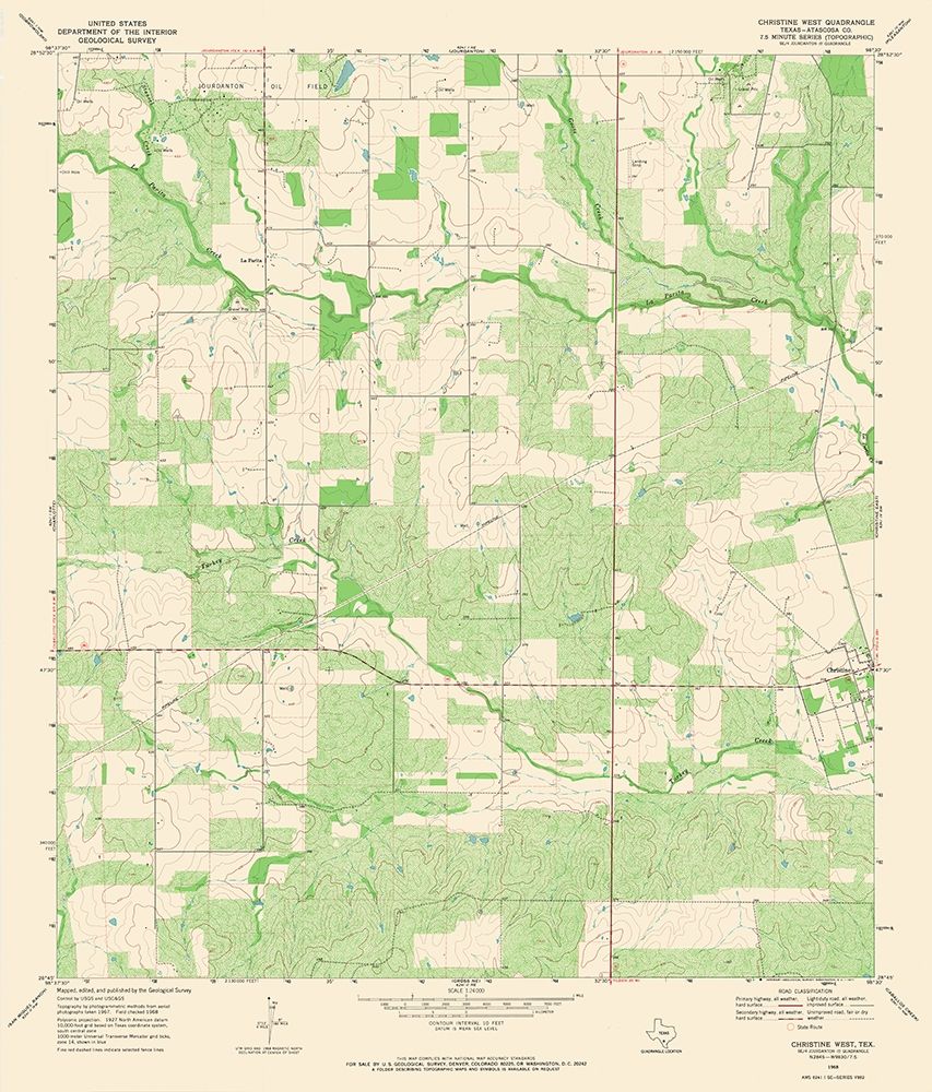 Christine West Texas Quad - USGS 1968 art print by USGS for $57.95 CAD