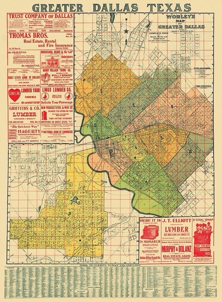 Dallas Texas Landowner - Worley 1905 art print by Worley for $57.95 CAD