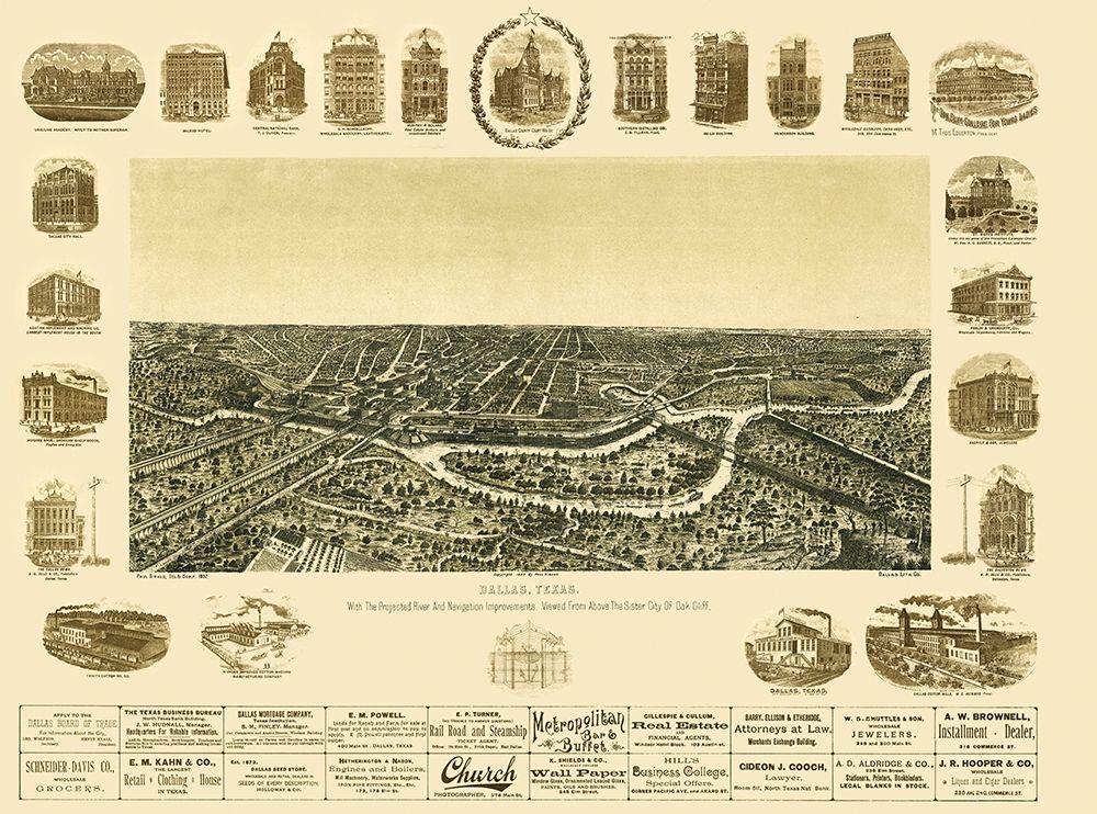 Dallas Texas - Giraud 1892 art print by Giraud for $57.95 CAD