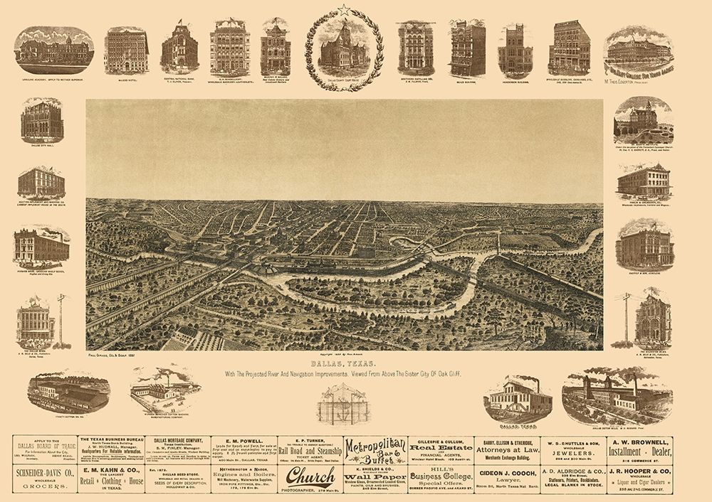 Dallas Texas - Giraud 1892 art print by Giraud for $57.95 CAD
