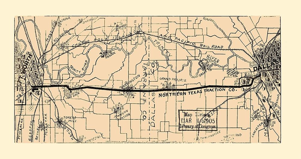 Dallas  Tarrant Texas - LOC 1905 art print by LOC for $57.95 CAD