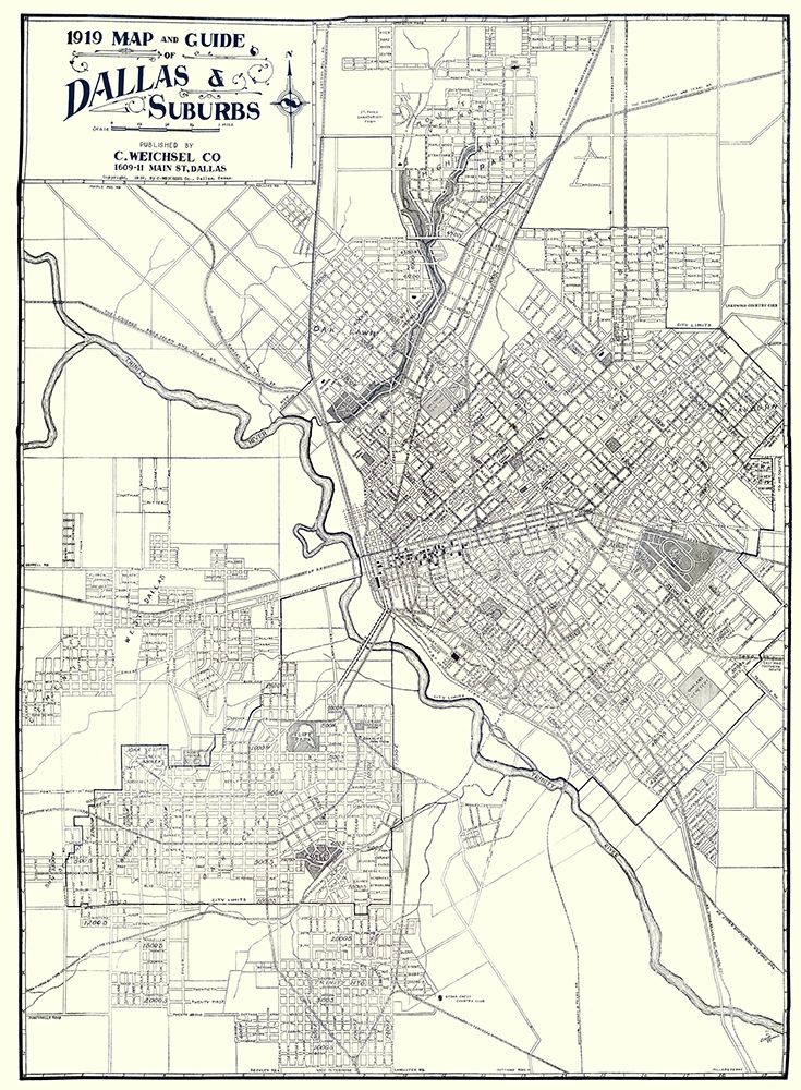 Dallas, Suburbs Texas - Weichsel 1919 art print by Weichsel for $57.95 CAD