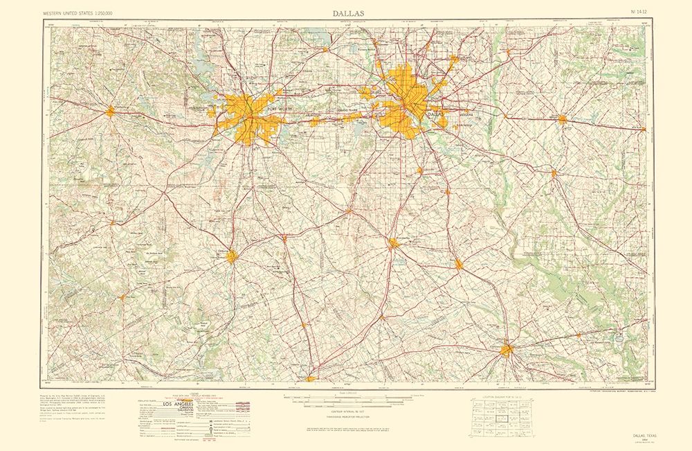 Dallas Texas Quad - USGS 1963 art print by USGS for $57.95 CAD