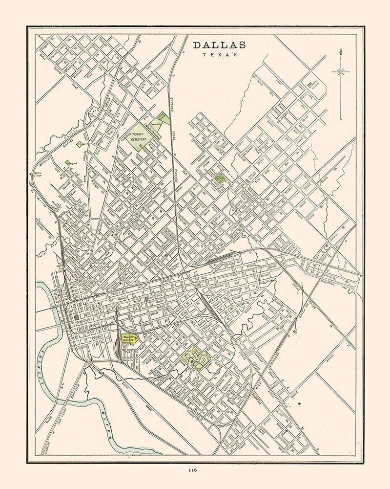 Dallas  Texas - Cram 1892 art print by Cram for $57.95 CAD