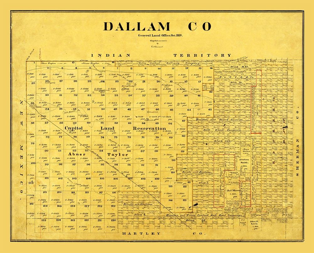 Dallam County Texas - Beaumont 1889 art print by Beaumont for $57.95 CAD