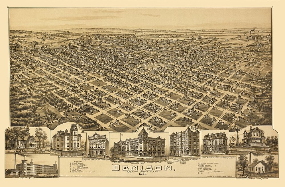 Denison Texas - Fowler 1891 art print by Fowler for $57.95 CAD