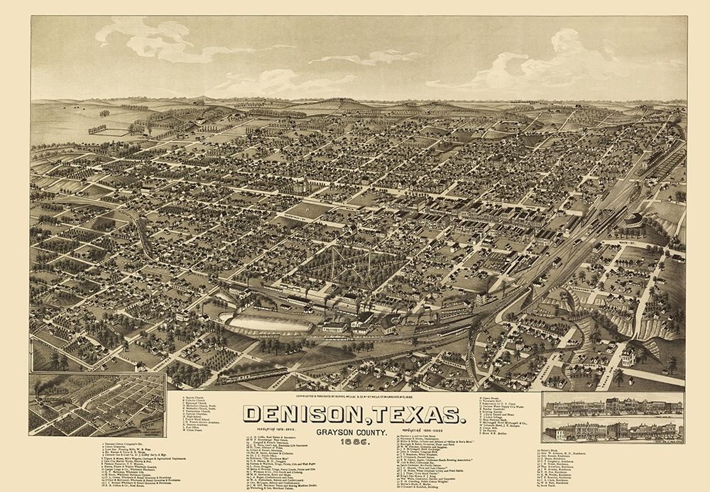 Denison Texas - Wellge 1886 art print by Wellge for $57.95 CAD